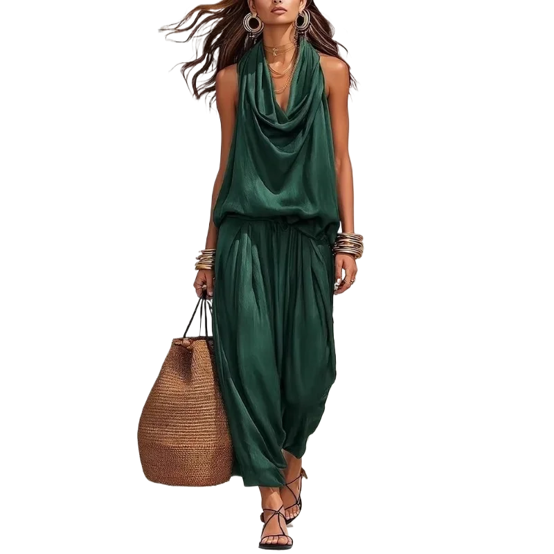 Women’s 2-Piece Set — Halter Top & Harem Trousers