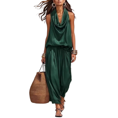 Women’s 2-Piece Set — Halter Top & Harem Trousers