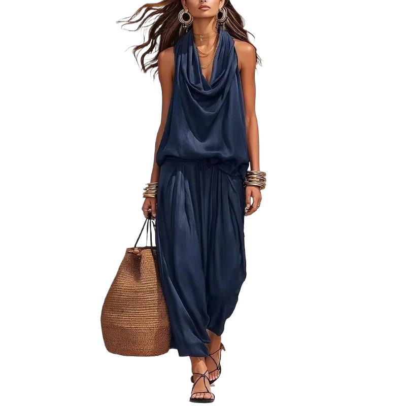 Women’s 2-Piece Set — Halter Top & Harem Trousers