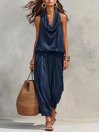 Women’s 2-Piece Set — Halter Top & Harem Trousers