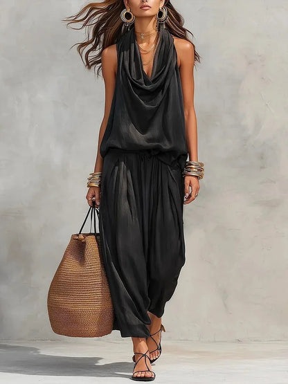 Women’s 2-Piece Set — Halter Top & Harem Trousers