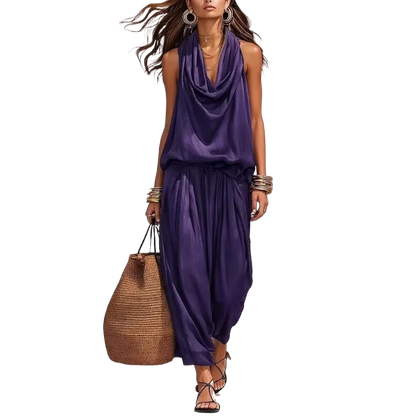 Women’s 2-Piece Set — Halter Top & Harem Trousers